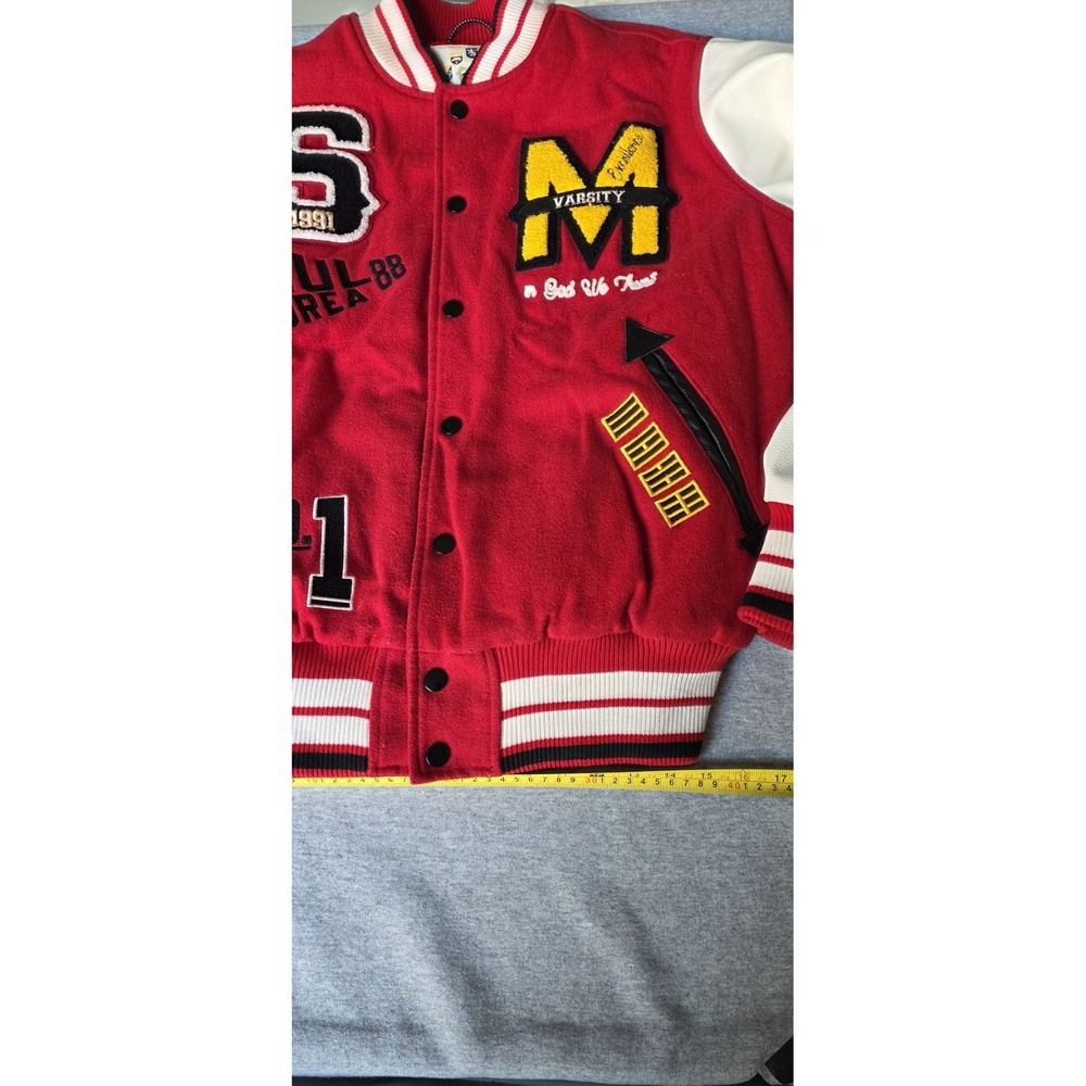 Warriors Smoke Rise Varsity Jacket Mens Letterman Style Heavyweight Streetwear
